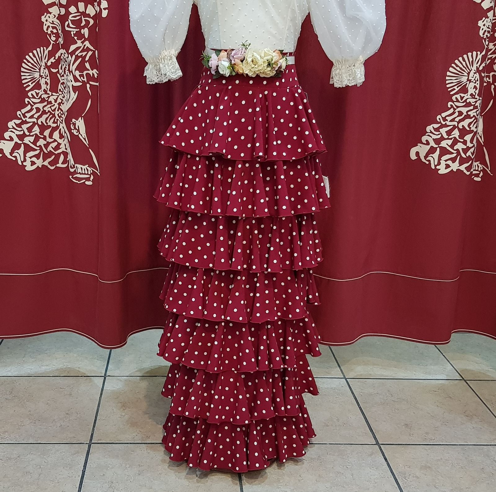 Falda Flamenca Jerez granate - Caroly Moda Flamenca