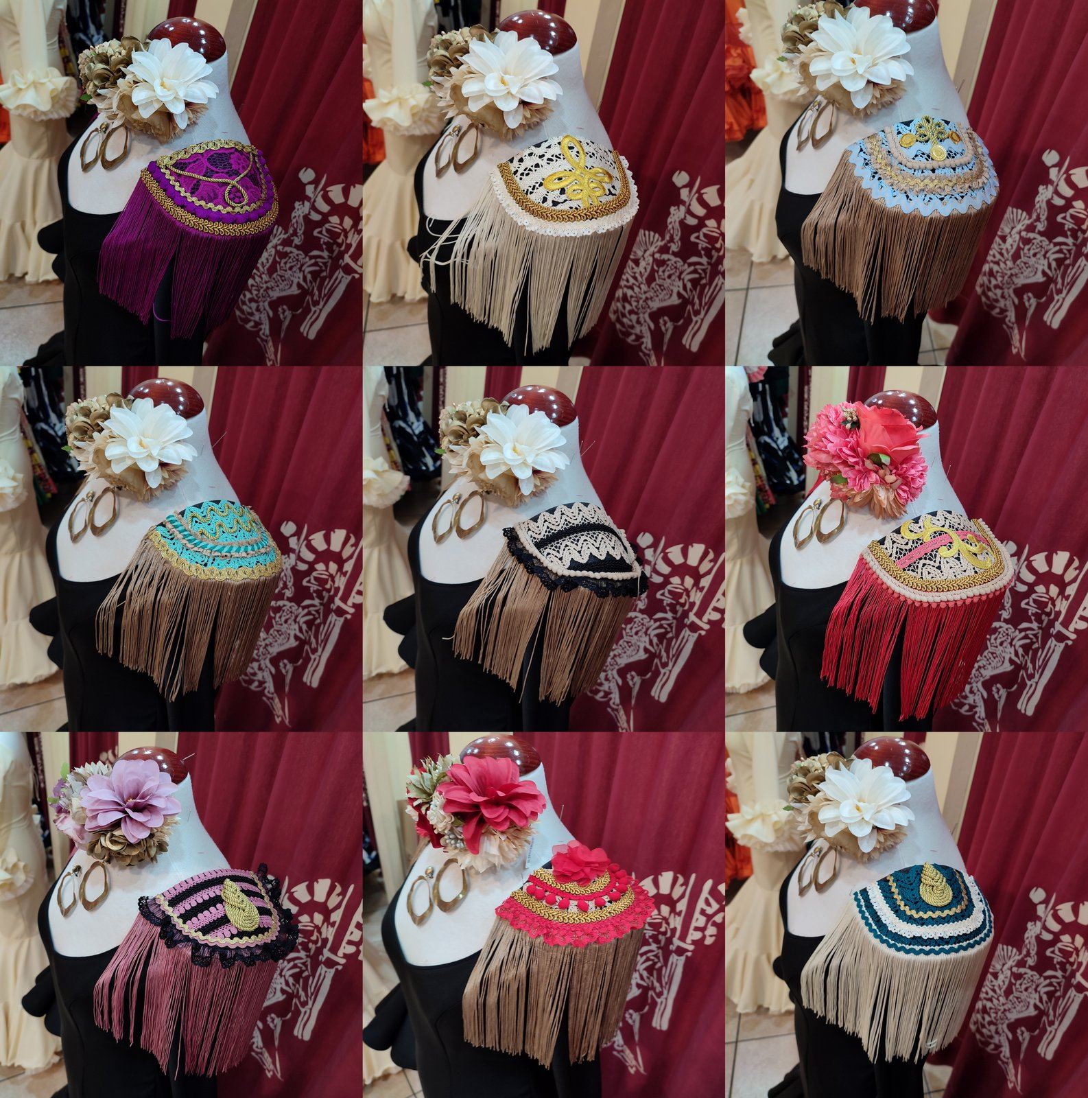 hombreras-flamenca–con-fleco – bridal hats & headpieces