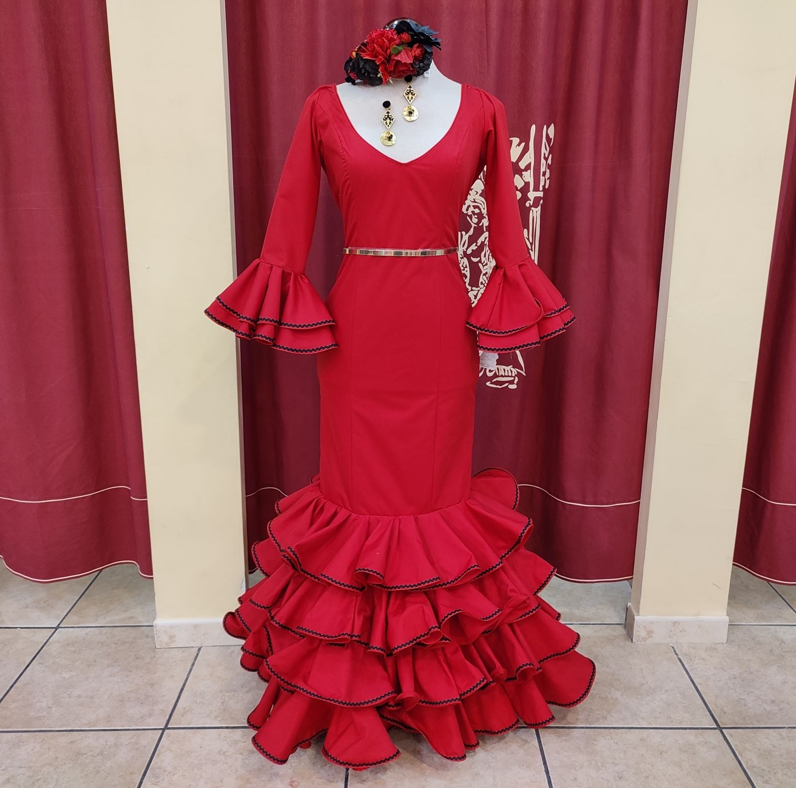 Vestido Flamenca Señora - Modelo Albero Rojo - PEDROCHE GITANA Y FLAMENCO
