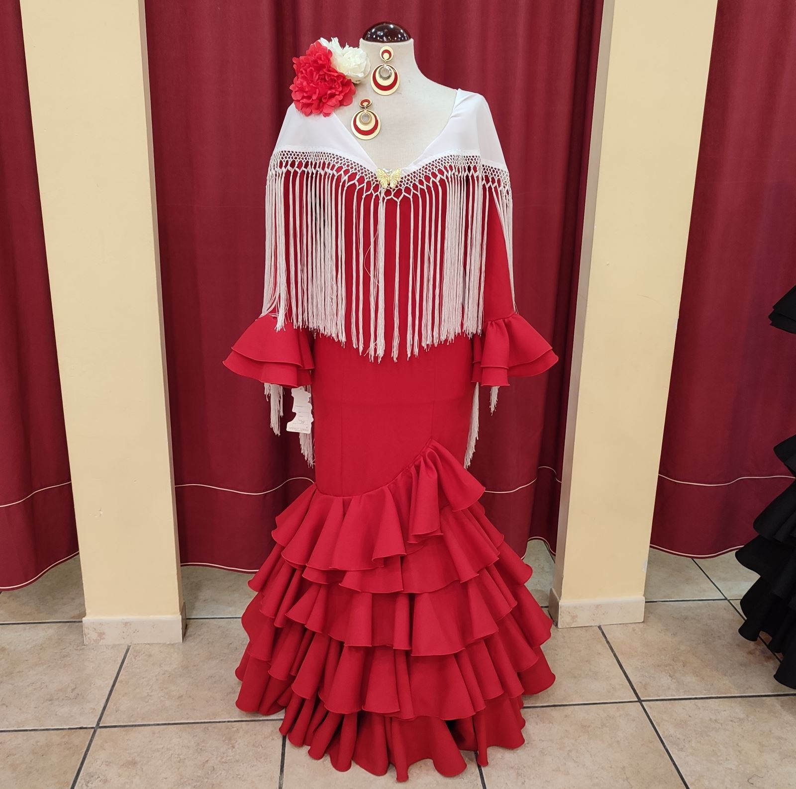 Vestido Flamenca - Modelo EVA Naranja - PEDROCHE GITANA Y FLAMENCO