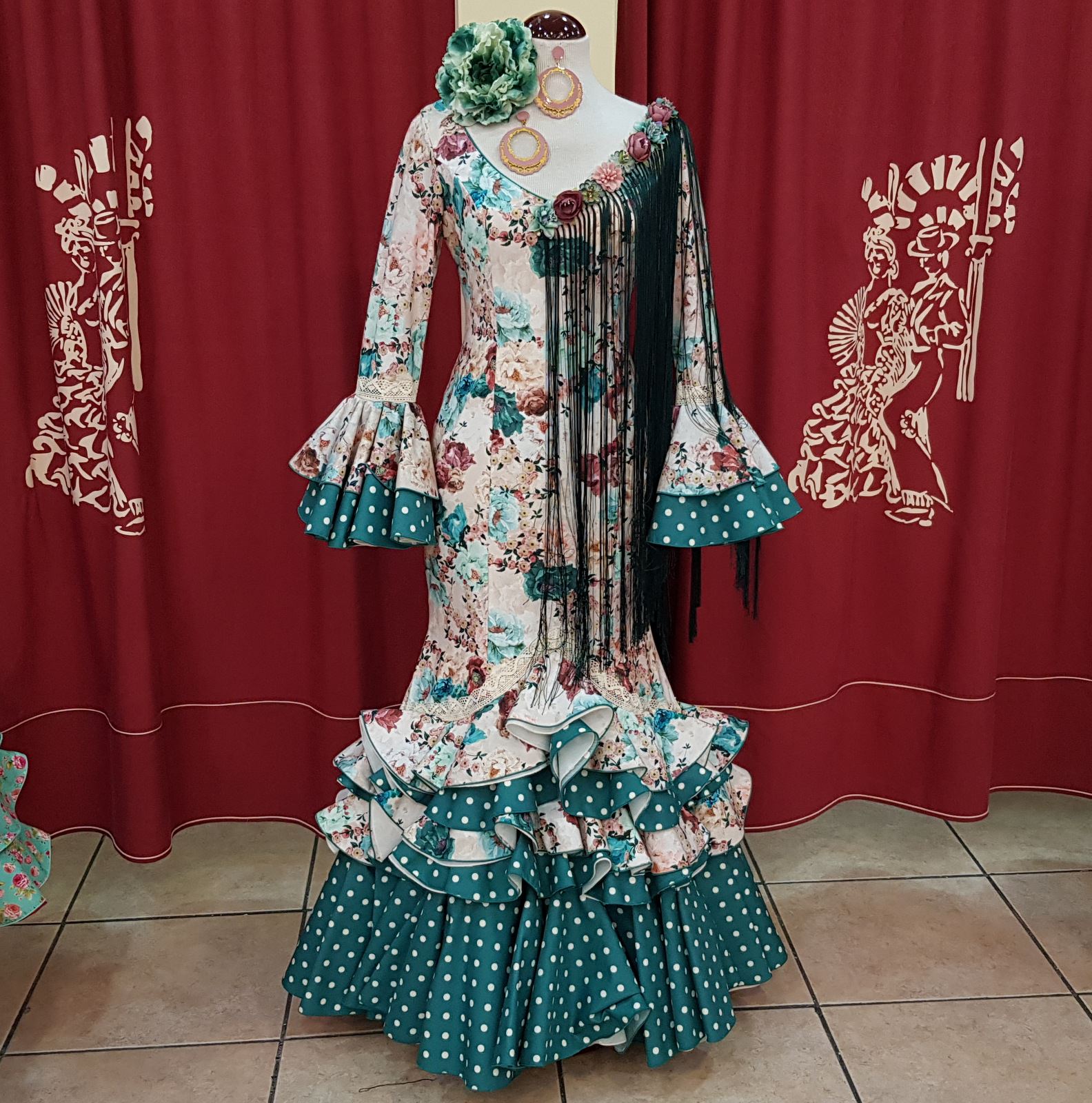 VESTIDO FLAMENCA SEÑORA - Modelo AZAFRAN Estampado - PEDROCHE GITANA Y  FLAMENCO