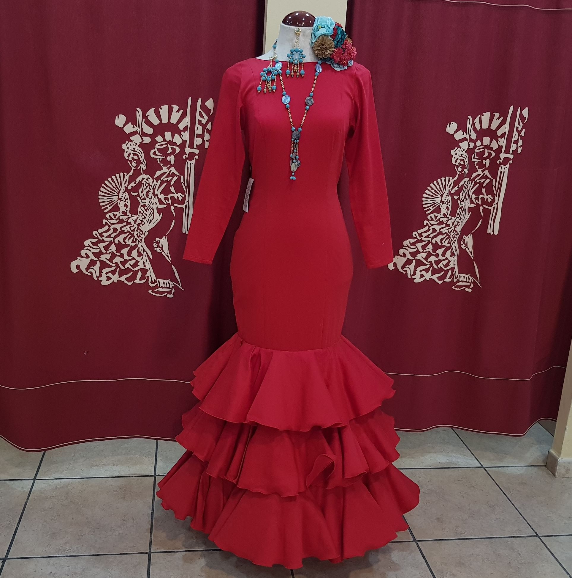 Vestido Flamenca Señora - Modelo Albero Rojo - PEDROCHE GITANA Y FLAMENCO